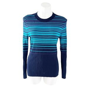 Hugo Boss Striped Sweater Knit Metallic Blue Navy Size S